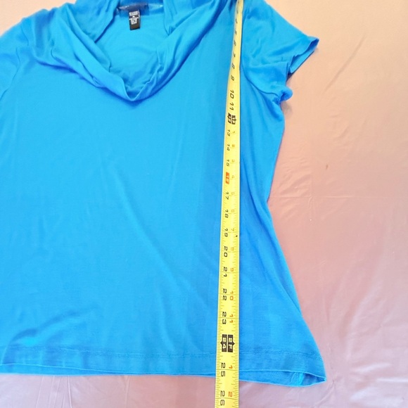 Cable & Gauge Blue Short Sleeve Cowl Neck Top Size XL - Picture 6 of 9
